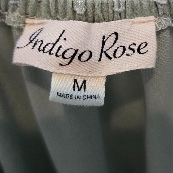 Indigo Rose Sage Green Polka Dot Midi Dress Size M Cottagecore Boho Smocked - Picture 8 of 9
